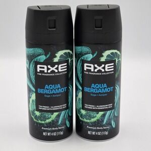 Axe Fine Fragrance Collection Deodorant Men Body Spray Aqua Bergamot 4oz (2 Pk)